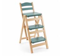 Baoblaze Taburete Alto de Encimera Multifunción con Escala de 3 Peldaños Asiento con Respaldo Pino de Plegable para Guardar en Espacios Reducidos Adecuado para Cocina Salón Oficina, Verde Guisante