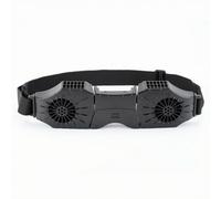 Baoblaze Ventilador de Cintura Portátil con Doble Ventilador Manos Libres Cinturón table con Hebilla Cuerpo Ligero Material PBT Nylon Adecuado para Paseos, Negro, Modelo De Batería Grande