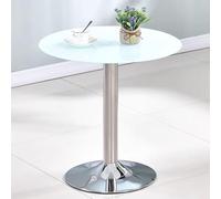 Baodiale Mesa de Bar Redonda Blanca con Tapa de Vidrio Templado y Base de Metal, Mesa de cóctel Moderna para el Comedor del Pub Balcón de Fiesta Interior al Aire Libre