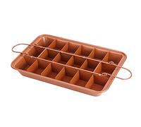 BAOFUYA Molde para Brownie, Bandeja para Hornear de Acero Inoxidable con Divisores, Molde para Pasteles Antiadherente para una Distribución Uniforme del Calor, Asas de Anillo, Horneado en la Cocina