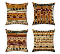 BAOKU Fundas de cojín cuadradas decorativas para el hogar, estilo árabe, 45,7 x 45,7 cm, fundas de cojín cuadradas de lino, paquete de 4