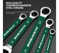 BaoLian-llave duradera de 8-30mm, llave combinada abierta con flores de ciruelo, llave doble rápida bidireccional, herramientas de reparación de automóviles 22mm