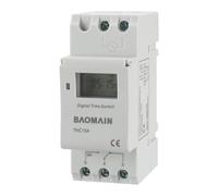 BAOMAIN Temporizador Digital THC15A Carril DIN 16A 24V Reloj Semanal LCD | Interruptor con 28 configuraciones ON/OFF, ciclo de 7 días, control automático y contacto conmutado NC/NO para carril de 35mm