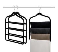 Baoswi Paquete de 3 perchas antideslizantes para pantalones de mezclilla, múltiples perchas de terciopelo, organizador de armario para jeans, bufandas, corbatas, paquete de 3 unidades