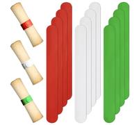 BAOZOON 12 tiras de metal cubiertas de silicona, color blanco, rojo y verde, soporte para rollo de papel de regalo, soporte para póster de papel de regalo, bandas estabilizadoras para organización de