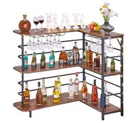 Bar para el hogar en forma de L de VEVOR, con espacio de almacenamiento, mostrador de bar con 3 niveles y soporte para copas de vino, modelo 99