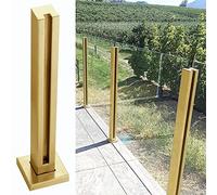 Barandilla de Cristal Dorada de Alta Resistencia - Balaustrada Cuadrada para Exteriores para Cristal de 10-12 mm, Balcones, terrazas y escaleras - Poste Final de 90 c