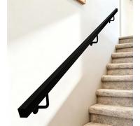 Barandilla de escalera negra Barra de agarre para interiores y exteriores | Pasamanos montado en la pared，pasamanos de tubería de hierro industrial para el hogar，loft，porche，cubierta(600cm)