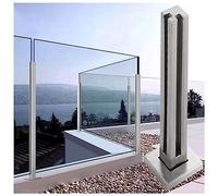 Barandilla de vidrio postes de la cerca, Kit de barandilla de vidrio con ranuras for escaleras, plataformas, terrazas y jardines, soportes transparentes for vallas.(Color Grey,75cm/29.5inch High)