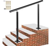Barandilla para escaleras exteriores, 4 pies, 34 pulgadas. Barandilla exterior negra, ajustable de 0 a 60 grados. Barandilla para escaleras exteriores, negra, hecha de aluminio para jardín