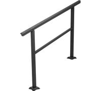 Barandilla para escaleras exteriores, 48 x 35.5 pulgadas. Barandilla ajustable para escaleras exteriores, desde 0 hasta 45 grados. Barandilla de aluminio negra para escaleras con travesaños