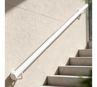 Barandillas blancas para exteriores, barandilla escalera metal 30~600 cm montada pared para interiores, tubería industrial hierro galvanizado antideslizante - Kit completo(540cm)