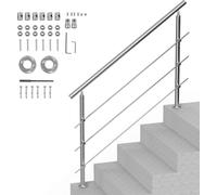 Barandillas de 150 cm para escaleras exteriores, con 3 barras transversales, ideales para porches y terrazas