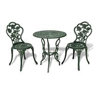 BaraSh Mesa y sillas bistró de jardín 3 Piezas Aluminio Fundido Verde sillas Jardin Exterior Silla terraza Exterior Sillon reclinable Jardin Silla de Jardin