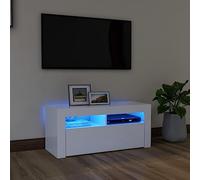 BaraSh Mueble de TV con Luces LED Blanco 90x35x40 cm Mueble TV Salón, Mesa TV Moderno, Mesa para Televisores, Estilo Nórdico