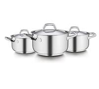 Barazzoni Chef Line - Batería de Cocina de Acero Inoxidable (6 Unidades, Cacerola: 16, 20 y 24 cm, Tapa: 16, 20 y 24 cm)