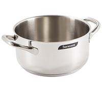 Barazzoni Chef Line - Cacerola con 2 Asas, 18 cm de diámetro, Capacidad de 2,3 litros, Fabricada en Italia, Acero Inoxidable 18/10, inducción + Gas, Triple Fondo, Libre de PFAS, Color Plateado