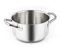 Barazzoni Chef Line - Cacerola con 2 Asas, 20 cm de diámetro, Capacidad de 3 litros, Fabricada en Italia, Acero Inoxidable 18/10, inducción + Gas, Triple Fondo, sin PFAS, Color Plateado