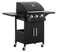 Barbacoa a gas - Barbacoa para exteriores - Parrilla - Carro para barbacoa - Compacta - 3 quemadores de alta potencia