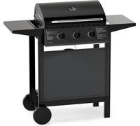 Barbacoa a gas COSTWAY con 3 quemadores, carro de barbacoa de 7 kW con mesitas laterales, rejilla para asar, termómetro, tapa y ruedas, ideal para uso en el jardín