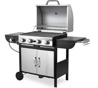 Barbacoa a gas - Parrilla a gas - Barbacoa - Barbacoa con carrito - Parrilla para exteriores - 4+1 marcas de acero inoxidable
