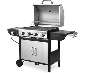 Barbacoa a gas - Parrilla a gas - Barbacoa - Barbacoa con carrito - Parrilla para exteriores - 4+1 marcas de acero inoxidable