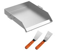 Barbacoa - Barbacoa para exteriores - Plancha de acero inoxidable - 18x16 - Superficie plana universal - Parrilla de gas para camping - Plateado