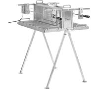 Barbacoa BBQ-Toro de acero inoxidable con doble pincho y motor, parrilla vertical con dos pinchos, ideal para asar pollo