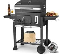 Barbacoa - Carbón para barbacoa - Parrilla - Ahumador - con tapa, rejilla ajustable y termómetro integrado