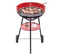 Barbacoa Carbón Portátil Ø44x73 Cm Redonda, 4 Alturas Regulables, 2 Ruedas, Montaje Rápido