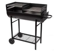 Aktive Barbacoa rectangular de carbón Barbecue 97x42x96 cm, doble parrilla y ruedas