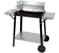 Barbacoa Carbón Portátil Parrilla Regulable 4 Alturas, 90x32x85 Cm, Negro y Gris