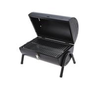 Barbacoa cilindro de metal negro mate con mango de madera y patas metálicas - Incluye 2 rejillas y 2 placas metálicas 38x24,5cm