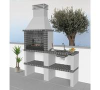 Barbacoa con chimenea Alvor con fregadero (An x Pr x Al: 167 x 47 x 224 cm, Superficie parrilla: 64 x 38 cm, Hormigón)