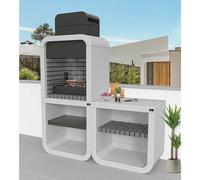 Barbacoa con chimenea Belem II con mesa lateral (An x Pr x Al: 161 x 58 x 198 cm, Superficie parrilla: 60 x 38 cm, Hormigón)