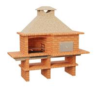 Barbacoa con horno Roma (Crema/Ladrillo, An x Pr x Al: 256 x 96 x 236 cm, Superficie parrilla: 60 x 38 cm, Derecha/Ladrillo)