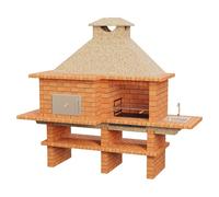 Barbacoa con horno Roma (Crema/Ladrillo, An x Pr x Al: 268 x 96 x 236 cm, Superficie parrilla: 60 x 38 cm, Izquierda/Ladrillo)