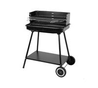 Barbacoa de carbón altura regulable con ruedas negro 82x55x43 cm Black 82.00