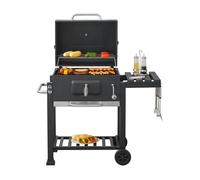 Barbacoa de carbón arnad con 3 estantes acero 105x114x48cm - negro [casa.pro]