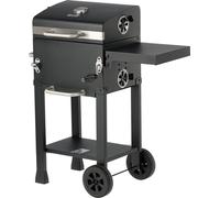 Barbacoa de carbón con tapa y parrilla ajustable, de 39,5 x 29,5 cm