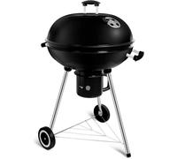 Barbacoa de carbón - con tapa y ruedas - diámetro 56 cm - negra - para uso en exteriores