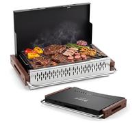 Barbacoa de carbón COSTWAY con 2 alturas de parrilla ajustables, barbacoa de mesa plegable, barbacoa pequeña para camping, barbacoa portátil, barbacoa de carbón, mini barbacoa, dimensiones: 62x43,5x6,