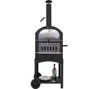 Barbacoa de carbón HWC-N15, horno de pizza, estufa de leña, rejilla para barbacoa y carbón, piedra para pizza, acero con pintura resistente a altas temperaturas