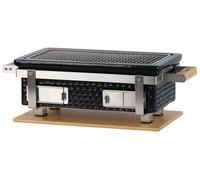 Barbacoa de carbón, mesa de parrilla cerámica - Negra, 50x23x17 cm - Para carbón