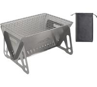 Barbacoa de carbón plegable con bolsa de transporte – Barbacoa de carbón de acero inoxidable – Barbacoa portátil – Barbacoa plegable para camping – Barbacoa de carbón para exteriores