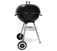 Barbacoa de carbón portátil - Ø 41 cm - Altura 73 cm - Con tapa y ruedas - Negro