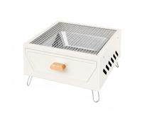 Barbacoa de carbón portátil de sobremesa, pequeña parrilla cuadrada con bandeja para carbón, parrilla compacta para exteriores ideal para acampadas, pícnics, patios y jardines(White)