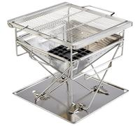 Barbacoa de carbón portátil - Talla M - Superficie de cocción de 1201 cm² - Acero inoxidable - Para cocinar al aire libre, ideal para camping
