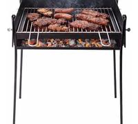Barbacoa de Carbón Rectangular Portátil con Parrilla Elevable - Acero Resistente para Jardín y Terraz (60x40)