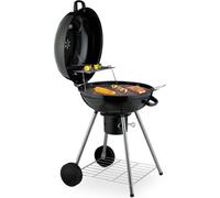 Relaxdays Barbacoa de carbón XXL con ruedas negro,plata
